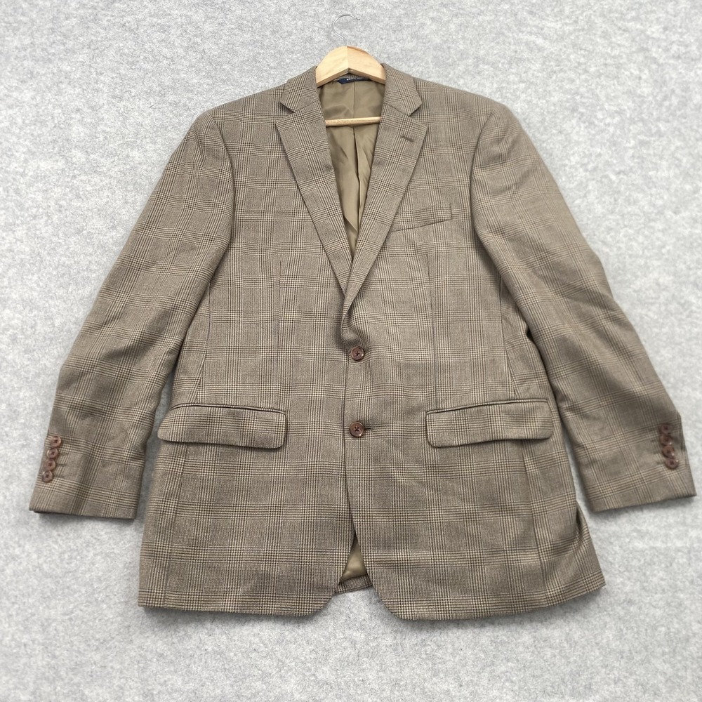 Ralph Lauren Sport Coat Mens 42 Brown Plaid Silk Wool Tweed Blazer Jacket